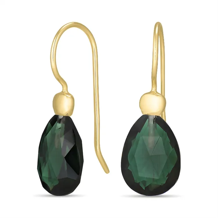 groen kristal oorbellen in verguld zilver - Loom Stones