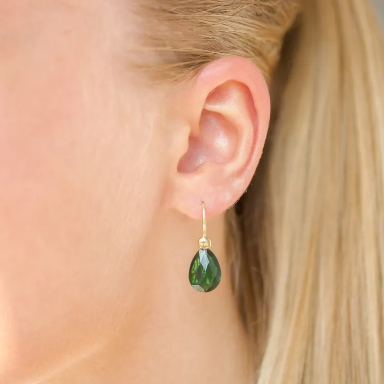 groen kristal oorbellen in verguld zilver - Loom Stones