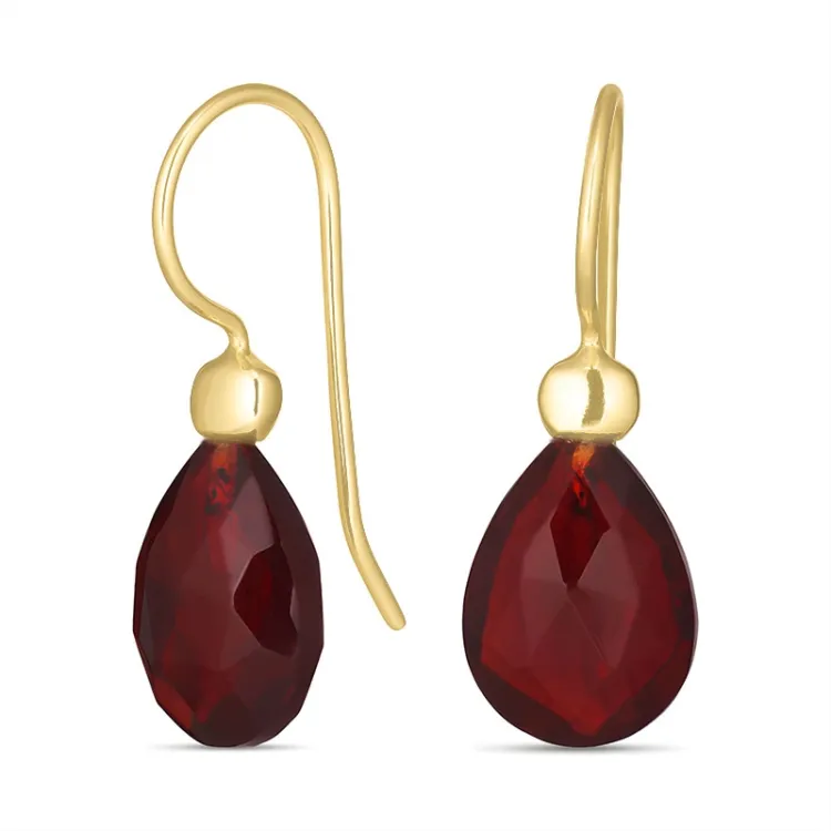 rode kristal oorbellen in verguld zilver - Loom Stones