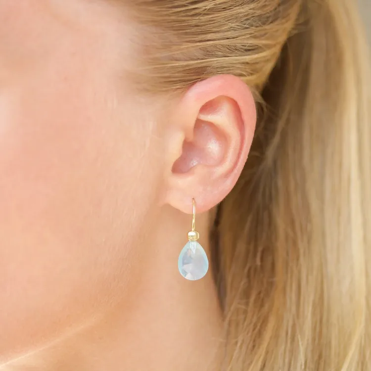 aquamarijn oorbellen in verguld zilver - Loom Stones