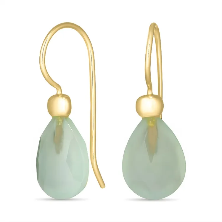 prehnite oorbellen in verguld zilver - Loom Stones