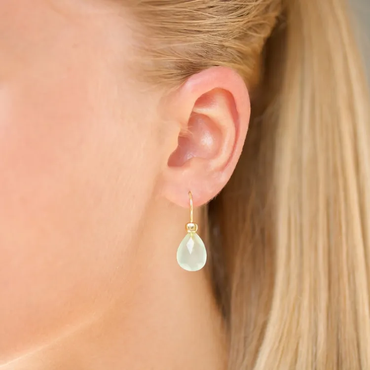prehnite oorbellen in verguld zilver - Loom Stones