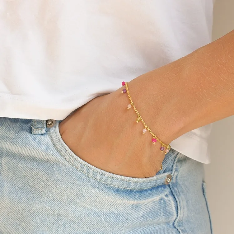 veelkleurig armband in verguld sterlingzilver - Loom Stones