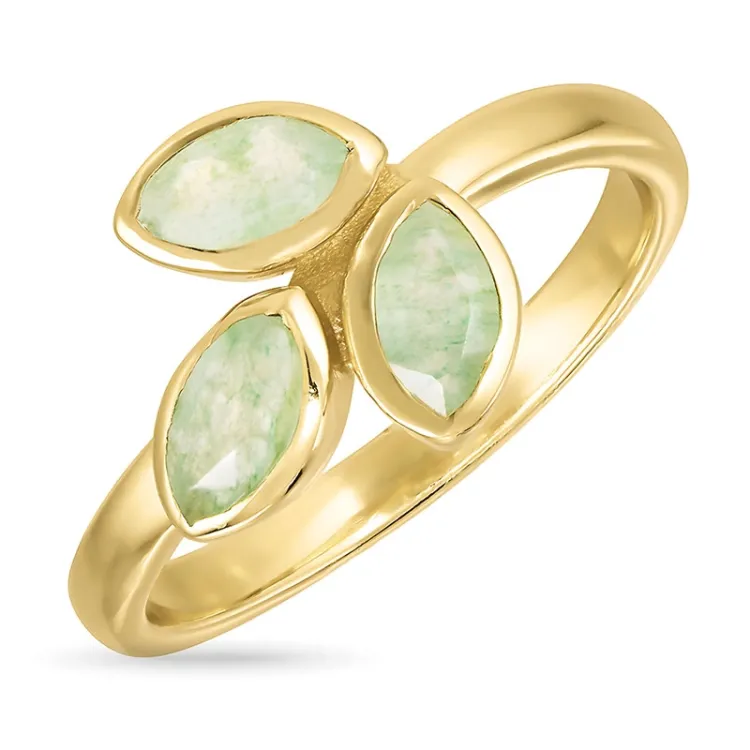 blad aventurijn ring in verguld sterlingzilver - Loom Stones