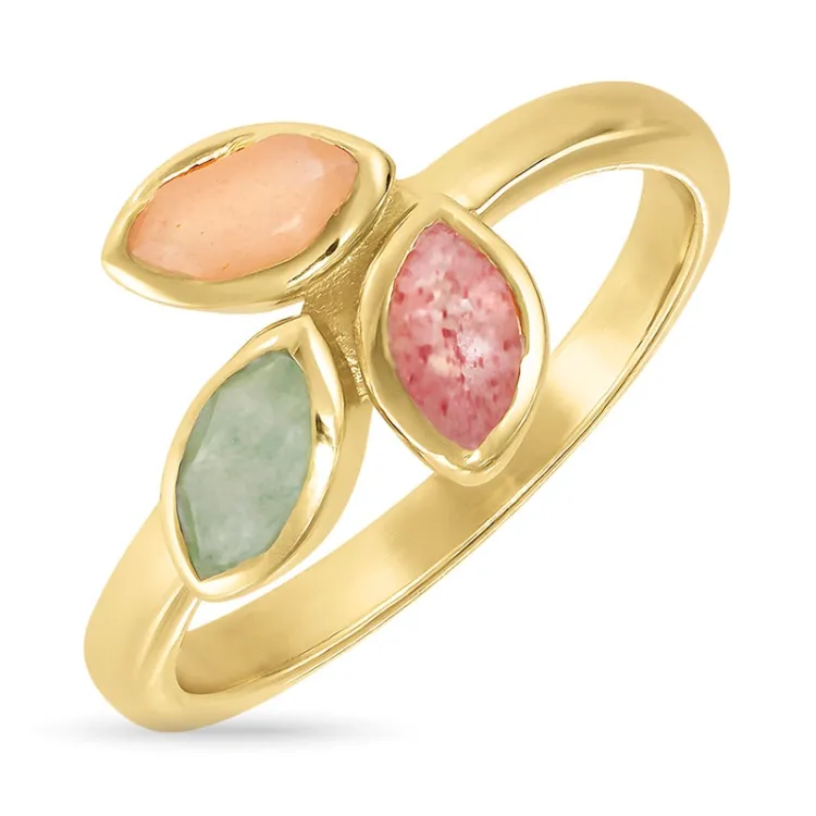 blad kwarts ring in verguld sterlingzilver - Loom Stones