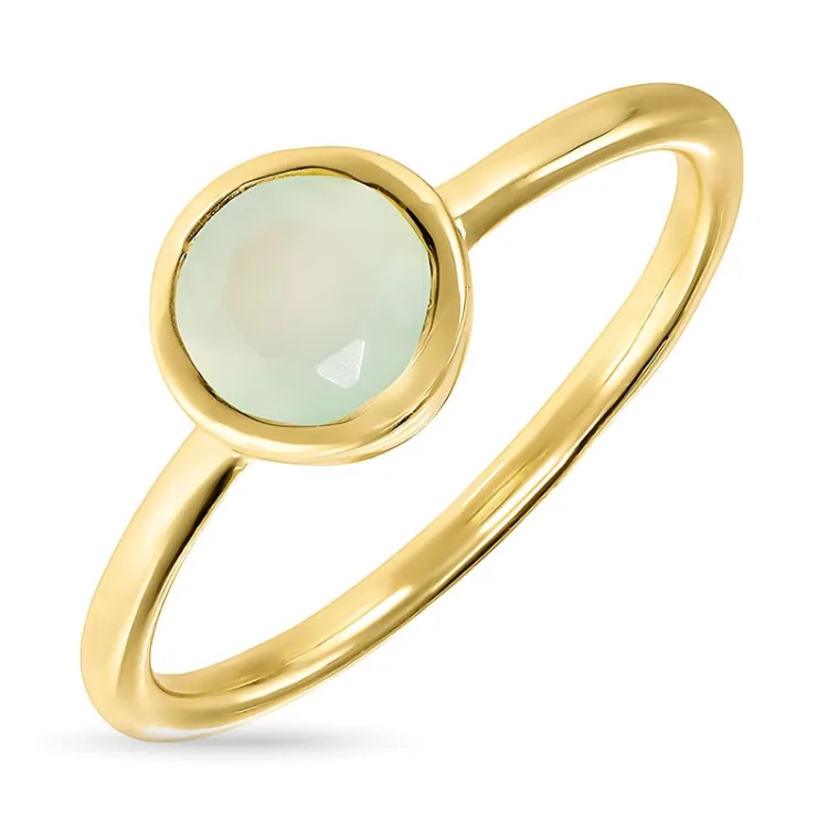 rond prehnite ring in verguld sterlingzilver - Loom Stones