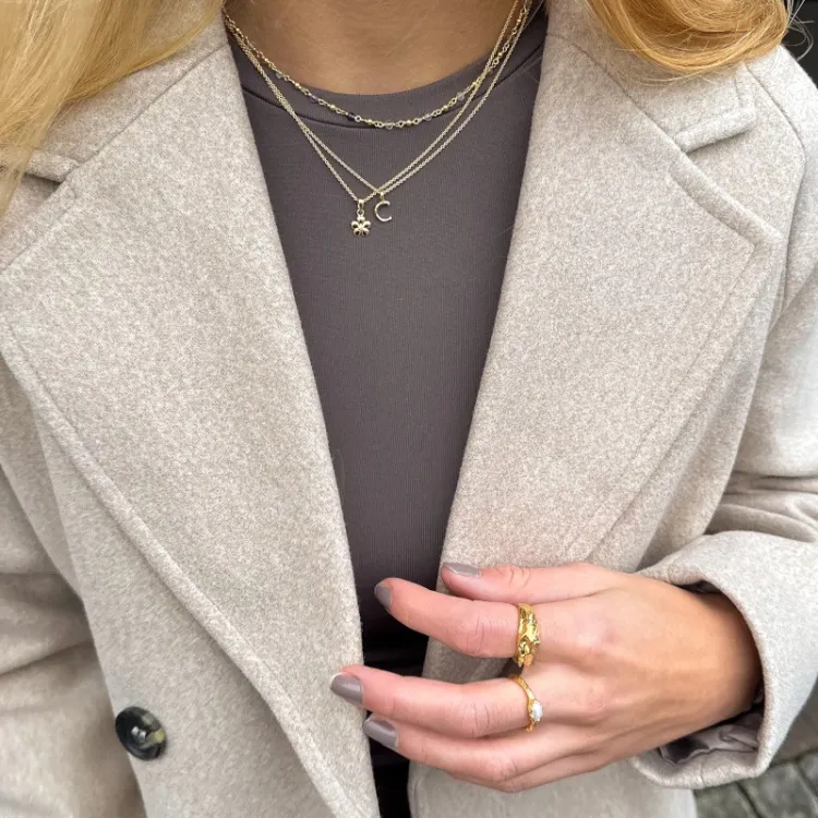 witte parel ring in verguld sterlingzilver - Lumé Etched
