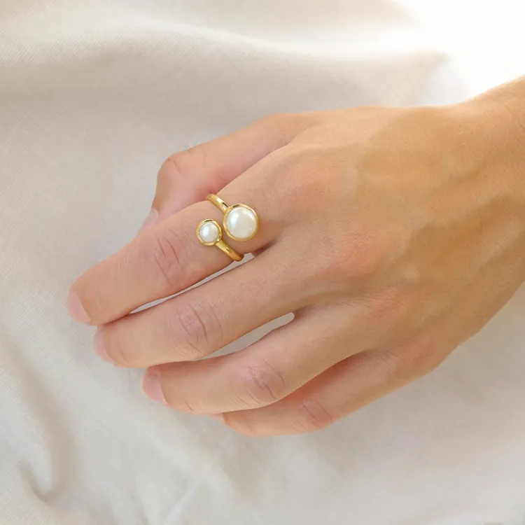 parel ring in verguld sterlingzilver