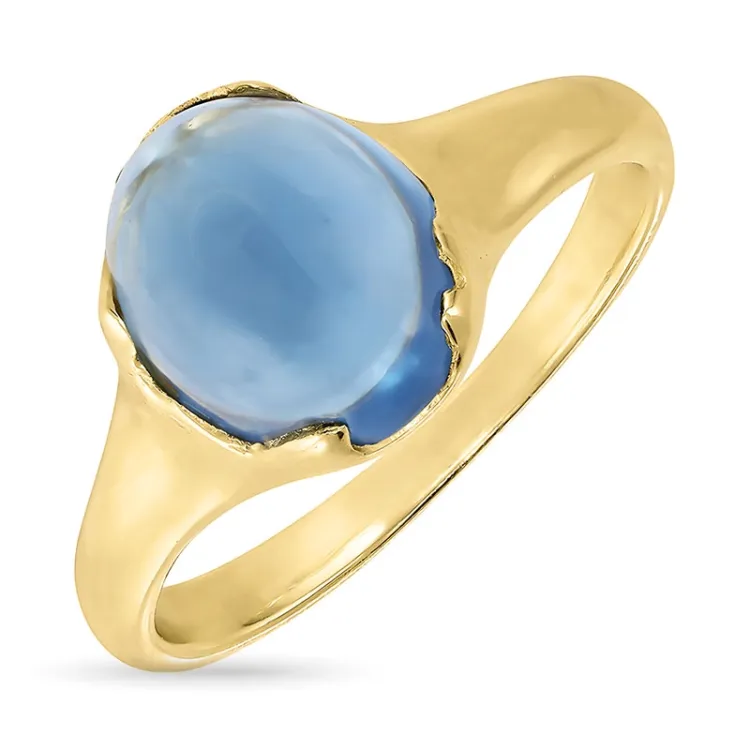 donkerblauw kristal ring in verguld sterlingzilver - Loom Stones