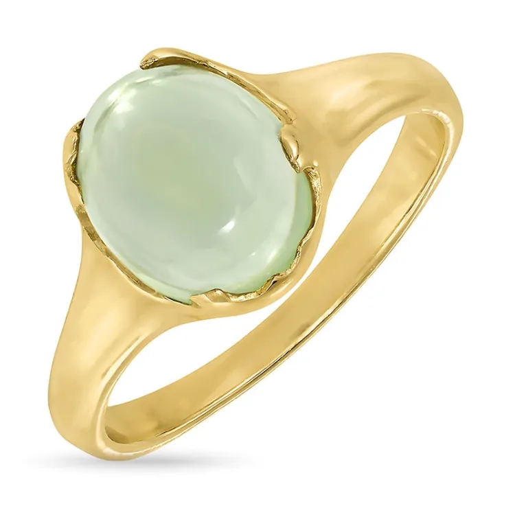 lichtgroene kristal ring in verguld sterlingzilver - Loom Stones