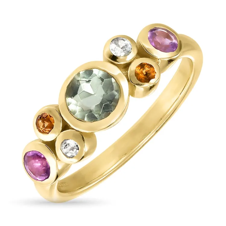 veelkleurig ring in verguld sterlingzilver - Bubbly Twist