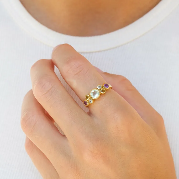 veelkleurig ring in verguld sterlingzilver - Bubbly Twist