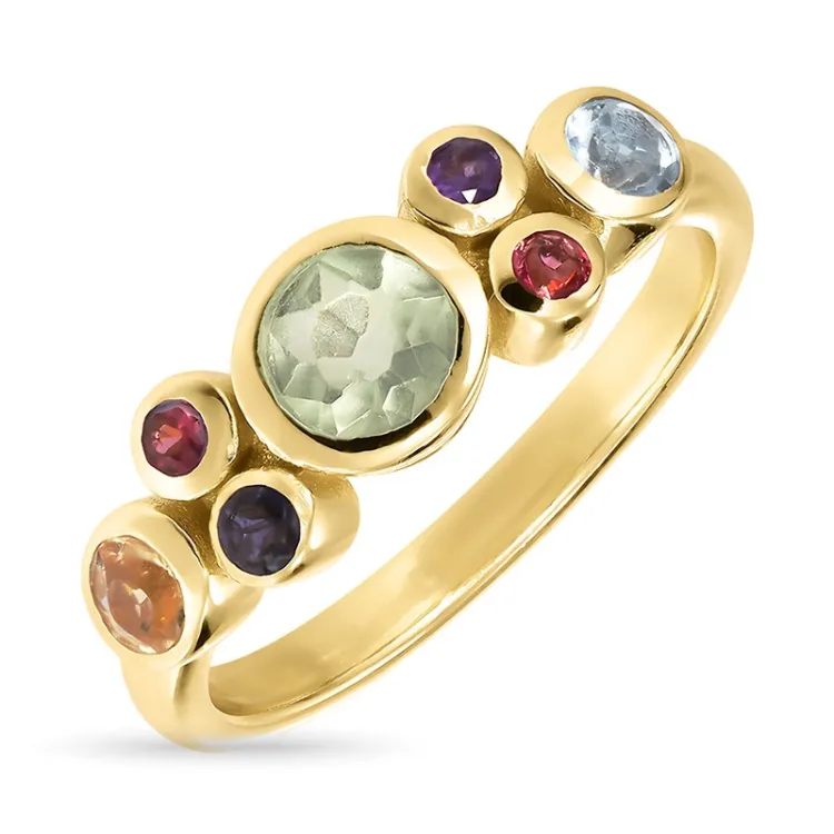veelkleurig ring in verguld sterlingzilver - Bubbly Twist
