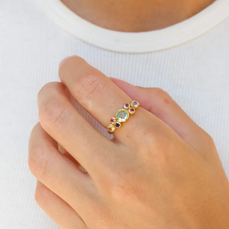 veelkleurig ring in verguld sterlingzilver - Bubbly Twist