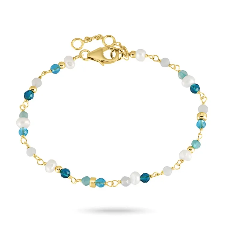 blauwe armband in verguld sterlingzilver - Loom Stones