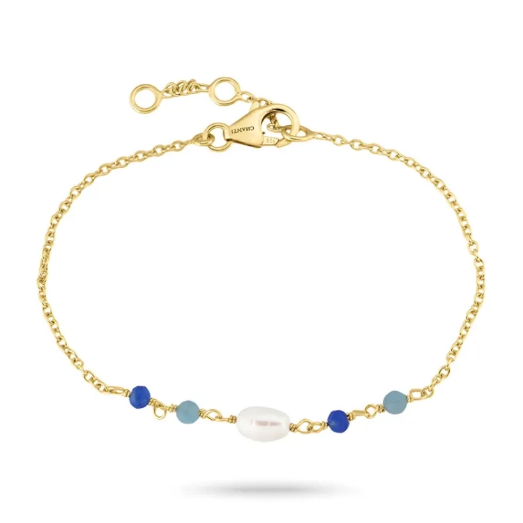 blauwe armband in verguld sterlingzilver - Loom Stones