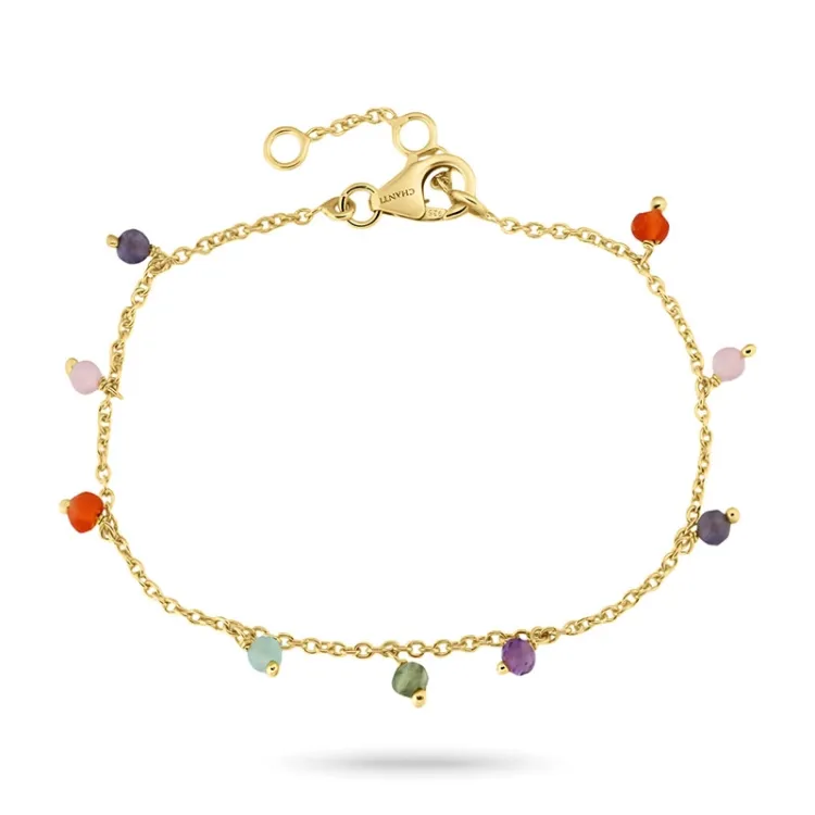veelkleurig armband in verguld sterlingzilver 16 + 3 cm x 3,3 mm  - Loom Stones