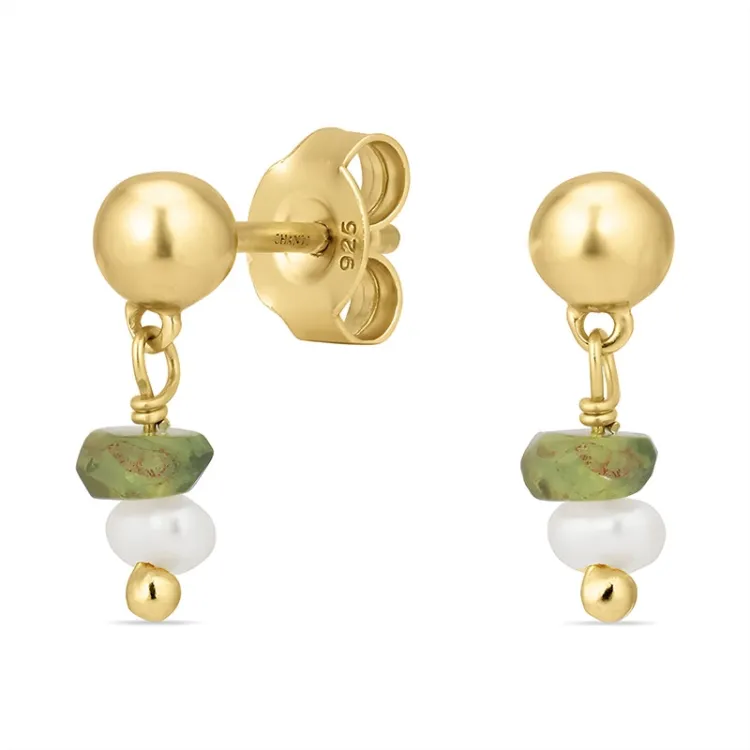 groen apatiet oorbellen in verguld sterlingzilver - Loom Stones