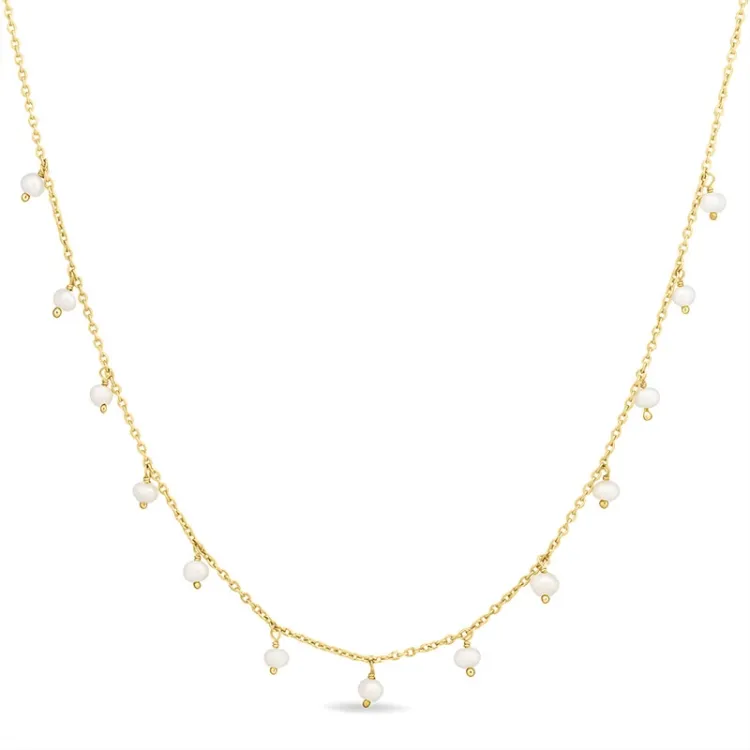 parel ketting in verguld sterlingzilver 38 + 5 cm x 4 mm