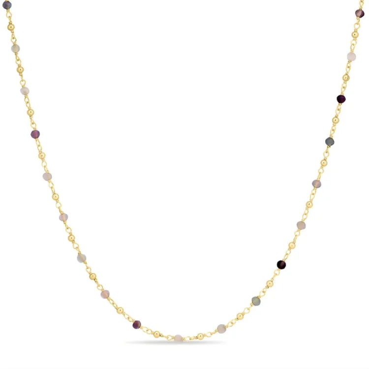veelkleurig ketting in verguld sterlingzilver  x 2,8 mm  - Loom Stones