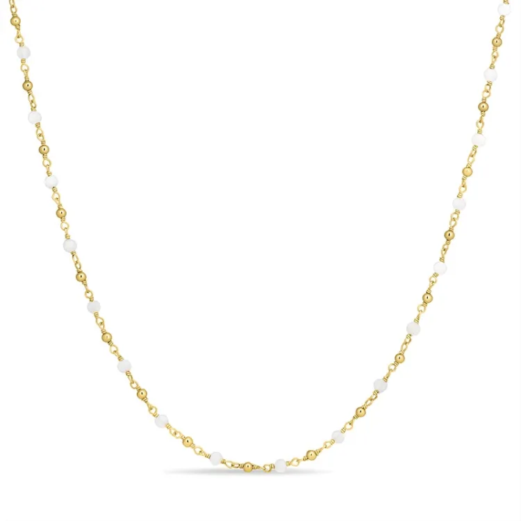 Maanesten ketting in verguld sterlingzilver  x 2,85 mm  - Loom Stones