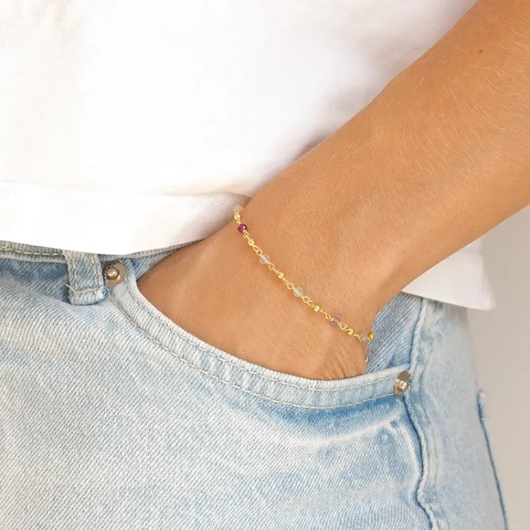 veelkleurig armband in verguld sterlingzilver - Loom Stones