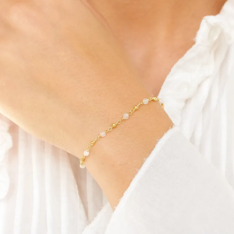 maansteen armband in verguld sterlingzilver - Loom Stones
