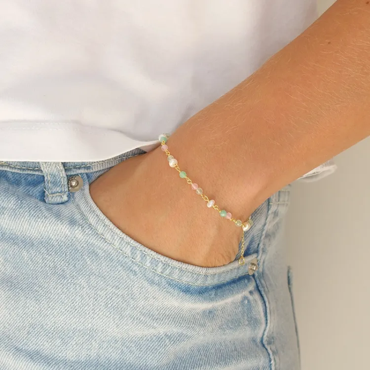 veelkleurig armband in verguld sterlingzilver - Loom Stones