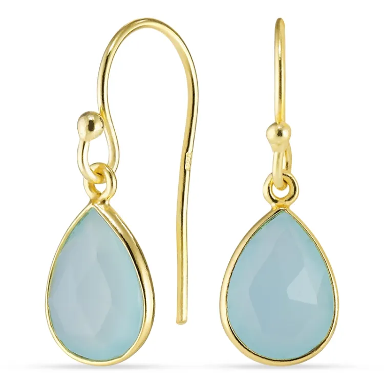 druppel onyx oorbellen in verguld sterlingzilver - Loom Stones