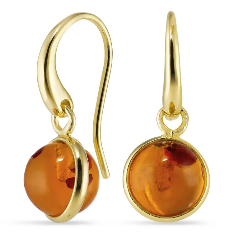 synthetisch barnsteen oorbellen in verguld sterlingzilver - Loom Stones