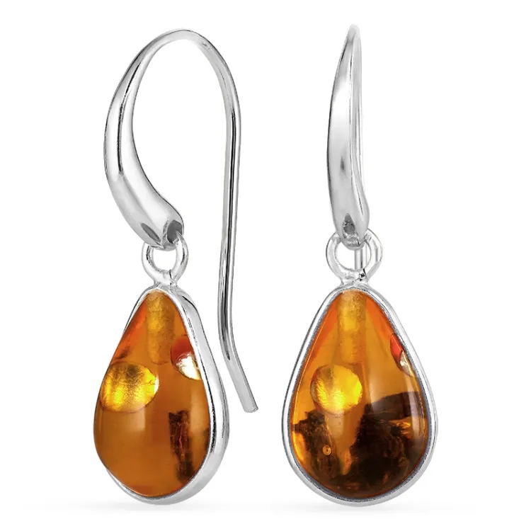 synthetisch barnsteen oorbellen in zilver - Loom Stones