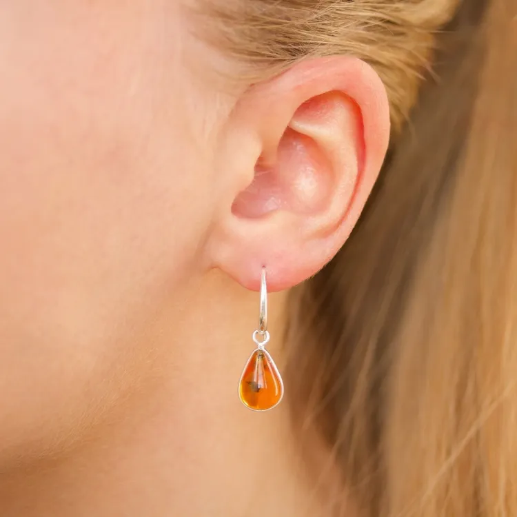 synthetisch barnsteen oorbellen in zilver - Loom Stones