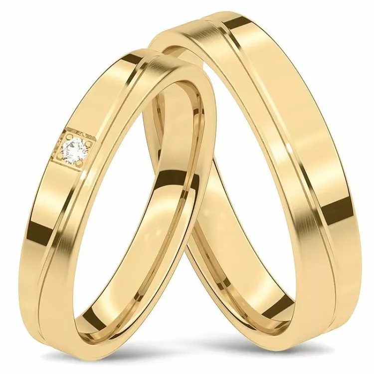 Elegant trouwringen in 14 karaat goud 0,020 ct - set