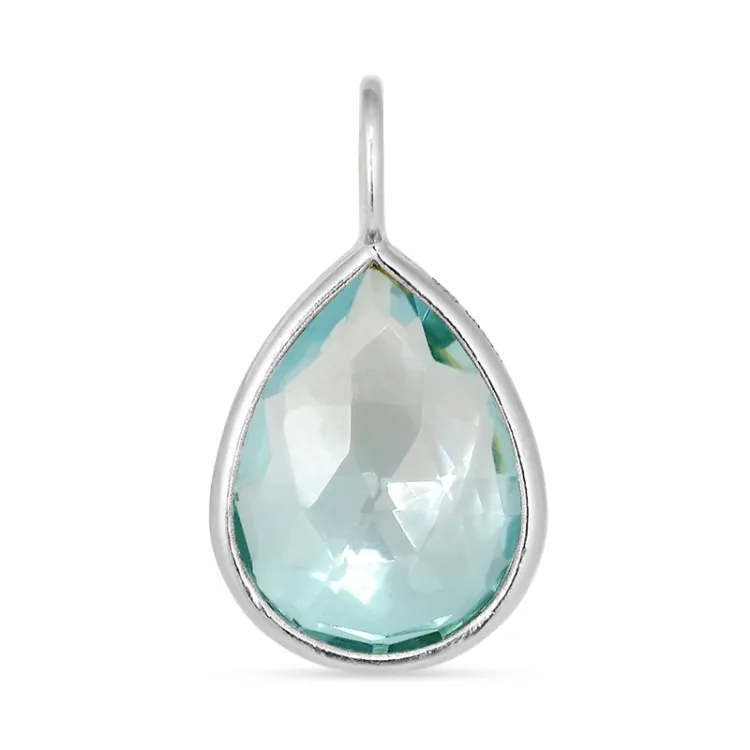 druppel blauwe kristal hanger in zilver - Loom Stones