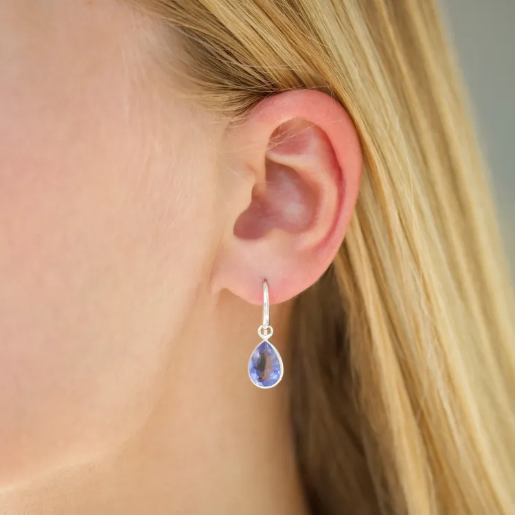 paarse kristal oorbellen in zilver - Loom Stones