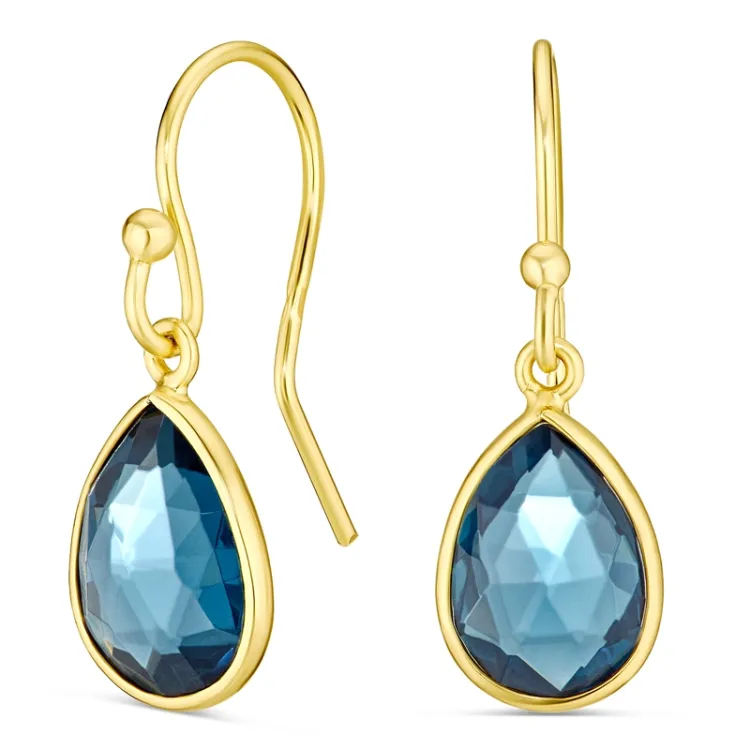 donkerblauw kristal oorbellen in verguld zilver - Loom Stones