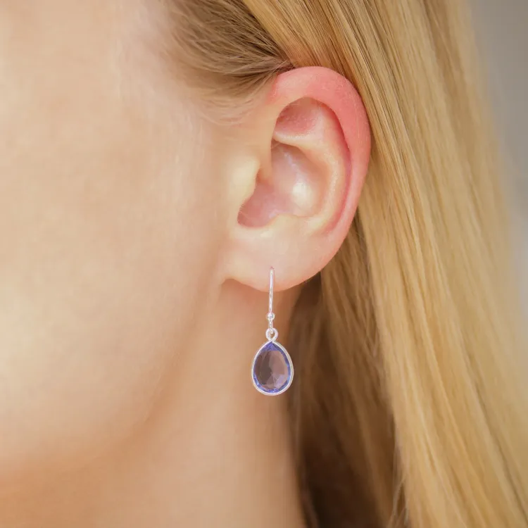 paarse kristal oorbellen in zilver - Loom Stones