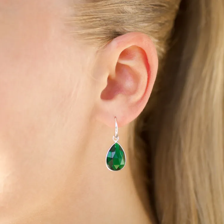 donkergroen kristal oorbellen in zilver