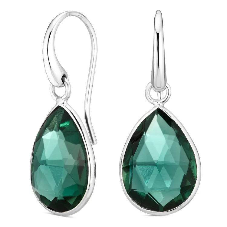 groen kristal oorbellen in zilver