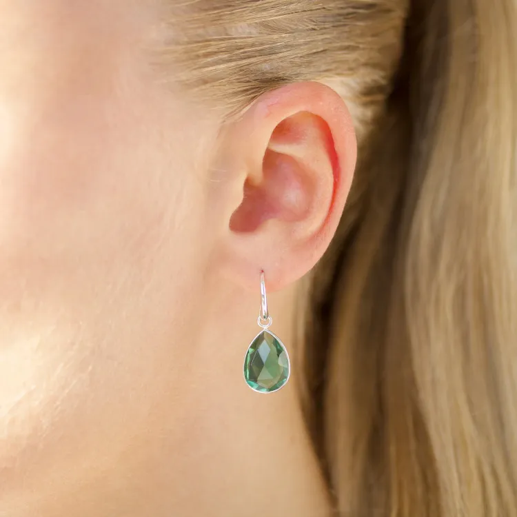 groen kristal oorbellen in zilver
