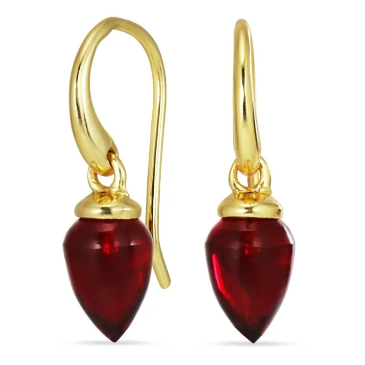 rode kristal oorbellen in verguld zilver - Loom Stones