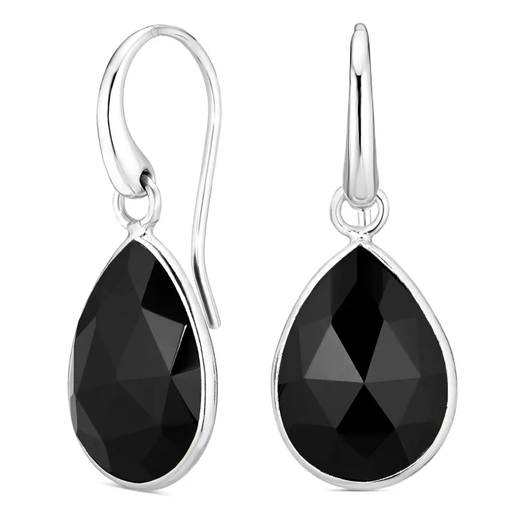 zwarte onyx oorbellen in zilver