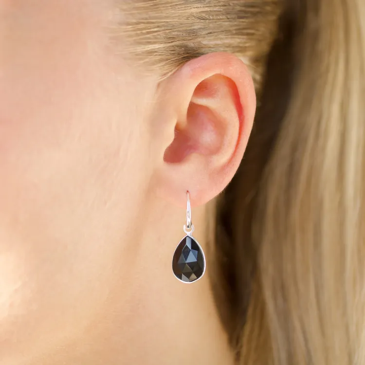 zwarte onyx oorbellen in zilver