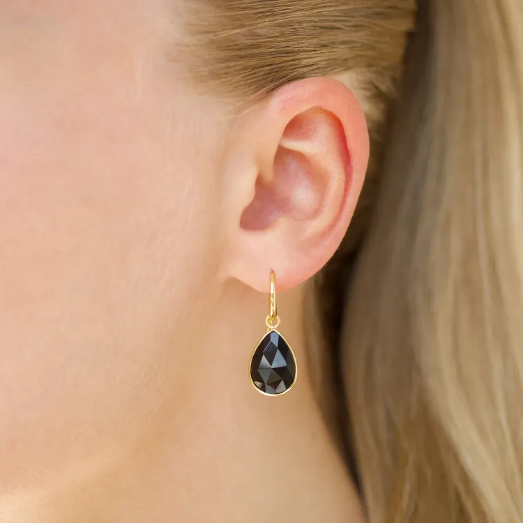 zwarte onyx oorbellen in verguld zilver
