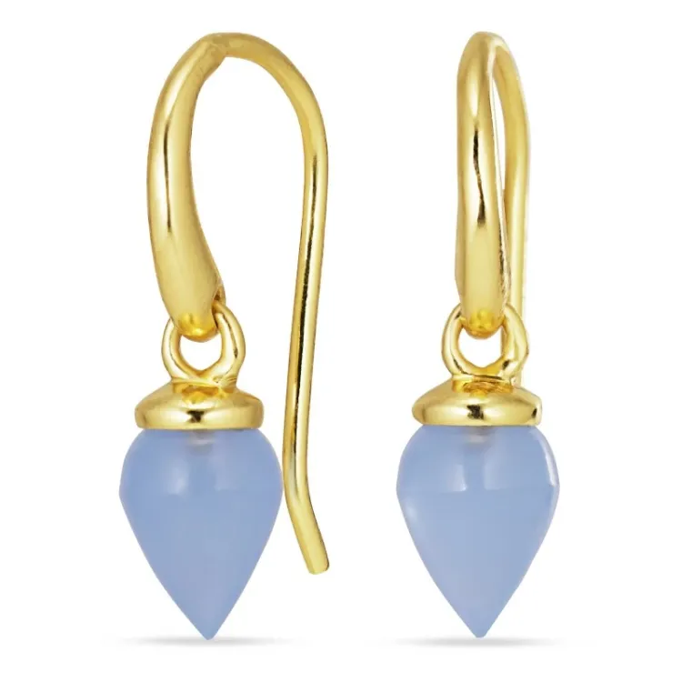 blauwe onyx oorbellen in verguld sterlingzilver - Loom Stones