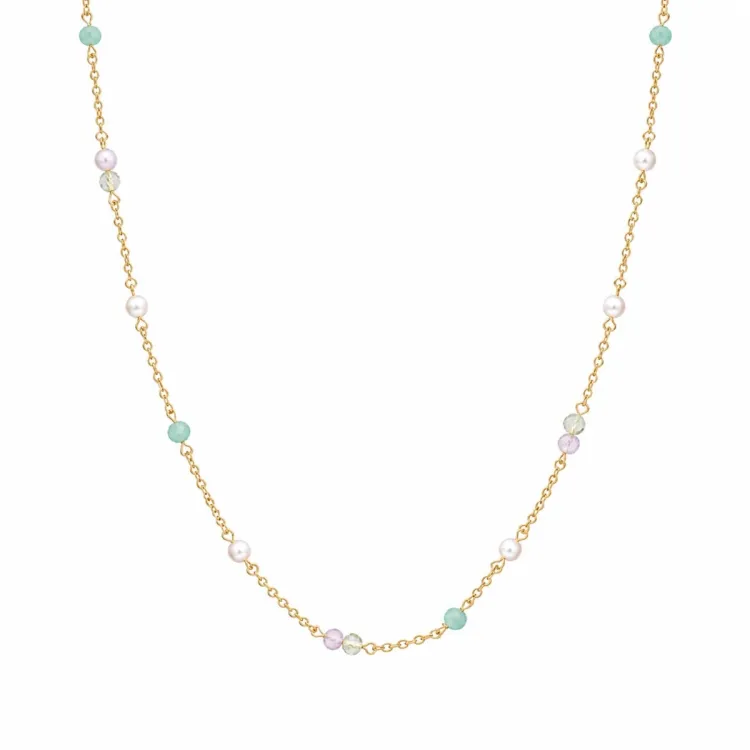 veelkleurig ketting in verguld sterlingzilver - Loom Stones