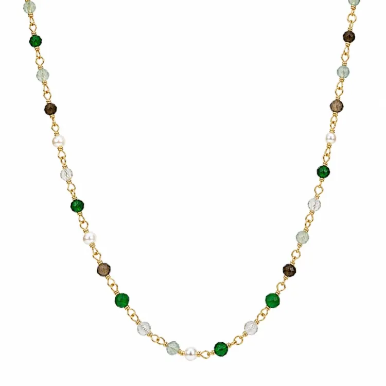 groen ketting in verguld sterlingzilver - Loom Stones