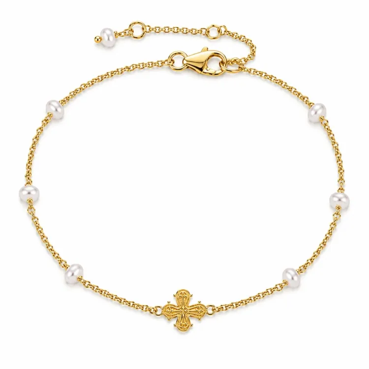dagmarkruis parel armband in verguld sterlingzilver