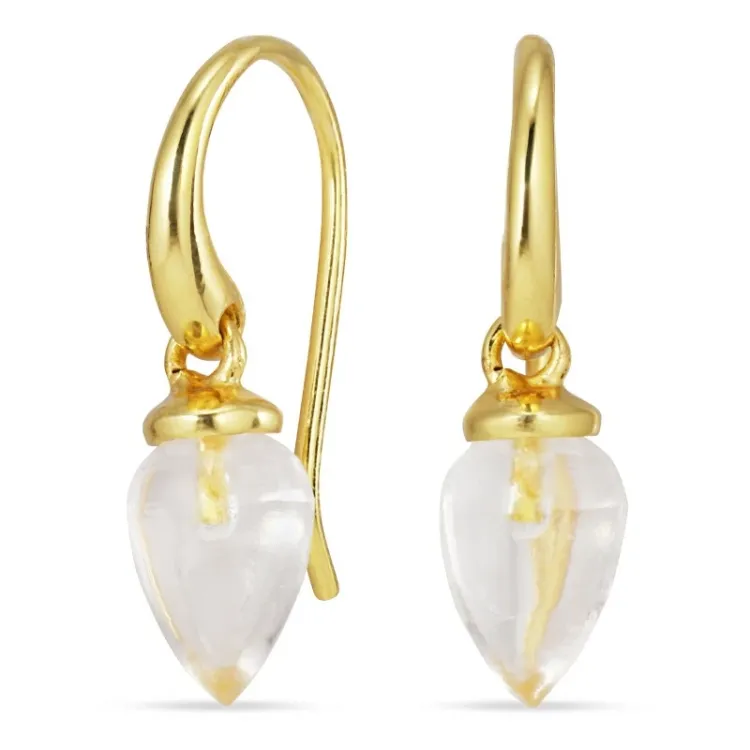 heldere kwarts oorbellen in verguld sterlingzilver - Loom Stones