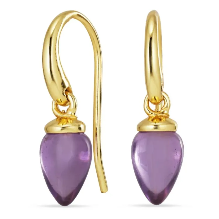 paarse amethist oorbellen in verguld zilver - Loom Stones